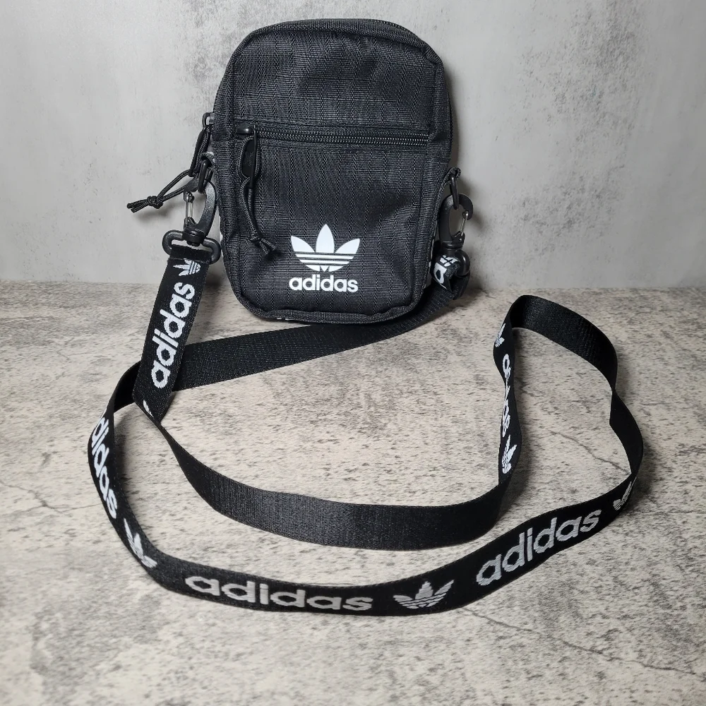 Adidas Originals Black Linear Core Festival Crossbody Bag One Size